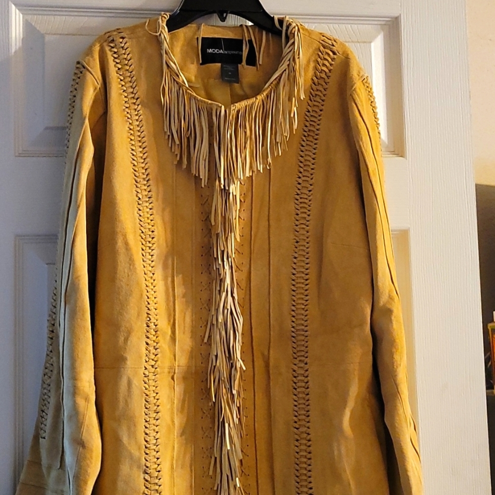 Moda International Leather Fawn Duster Size Medium